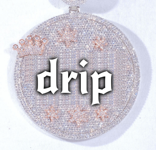 CUSTOM LETTER NECKLACE 3D BIG CROWN DISC