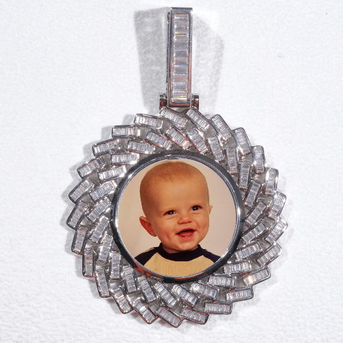 Large 3D Baguette Custom Picture Pendant