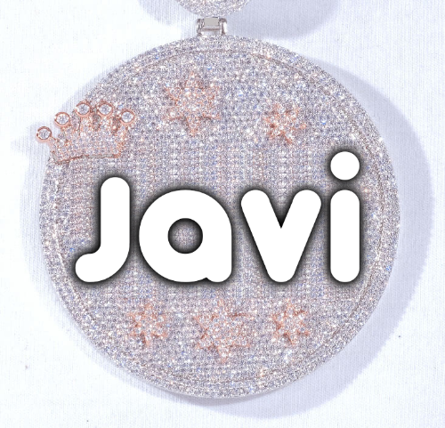 CUSTOM LETTER NECKLACE 3D BIG CROWN DISC