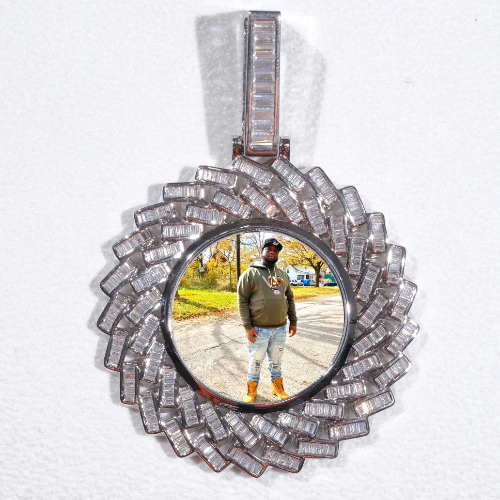 Large 3D Baguette Custom Picture Pendant