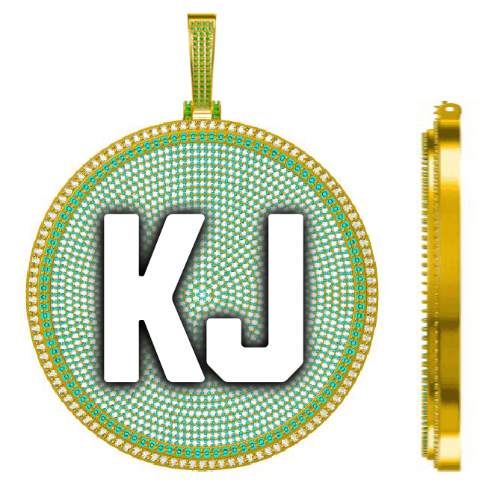 CUSTOM LETTER NECKLACE 3D BIG DISC