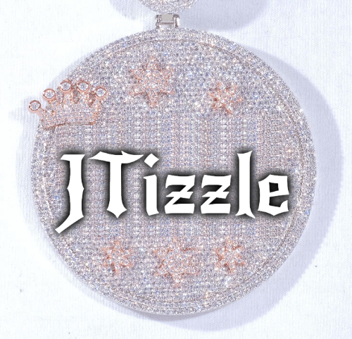 CUSTOM LETTER NECKLACE 3D BIG CROWN DISC