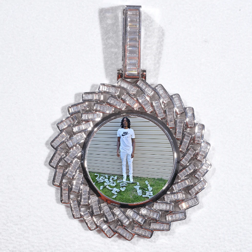 Large 3D Baguette Custom Picture Pendant