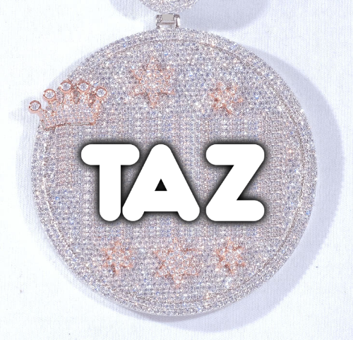 CUSTOM LETTER NECKLACE 3D BIG CROWN DISC