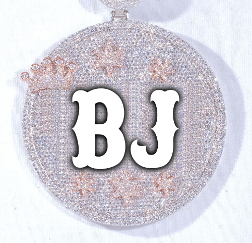 CUSTOM LETTER NECKLACE 3D BIG CROWN DISC