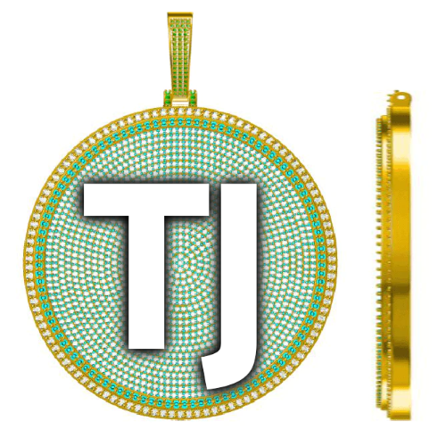 CUSTOM LETTER NECKLACE 3D BIG DISC