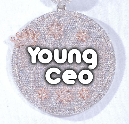 CUSTOM LETTER NECKLACE 3D BIG CROWN DISC
