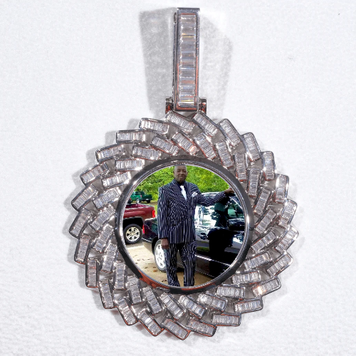 Large 3D Baguette Custom Picture Pendant