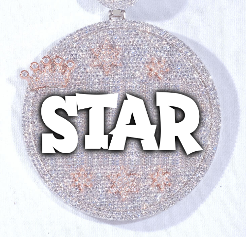 CUSTOM LETTER NECKLACE 3D BIG CROWN DISC