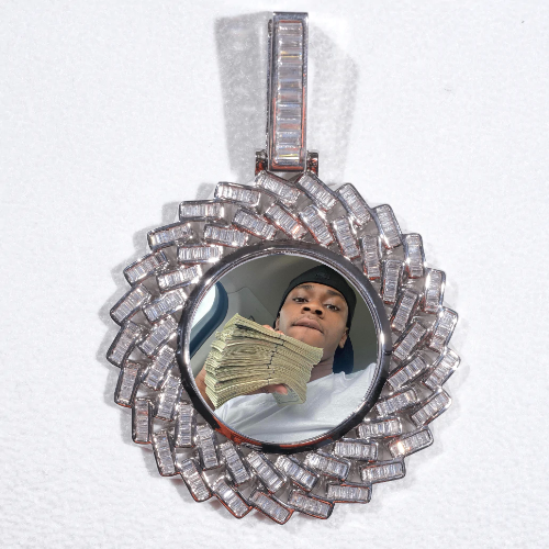 Large 3D Baguette Custom Picture Pendant
