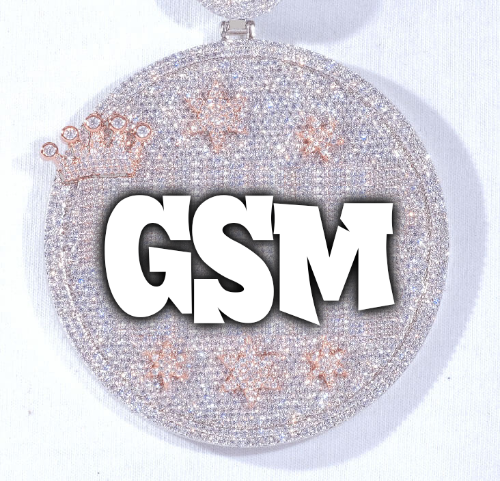 CUSTOM LETTER NECKLACE 3D BIG CROWN DISC