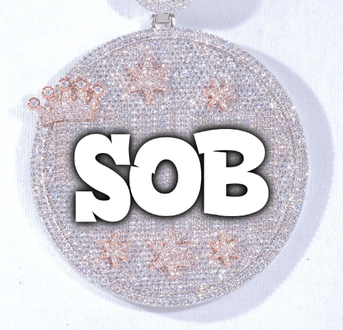 CUSTOM LETTER NECKLACE 3D BIG CROWN DISC