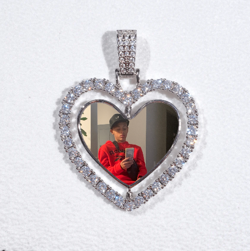 3D Spinning 2-Faced Heart Custom Picture Pendant