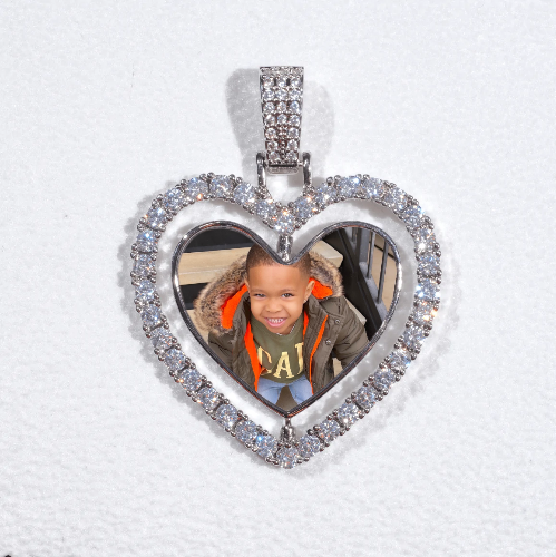 3D Spinning 2-Faced Heart Custom Picture Pendant