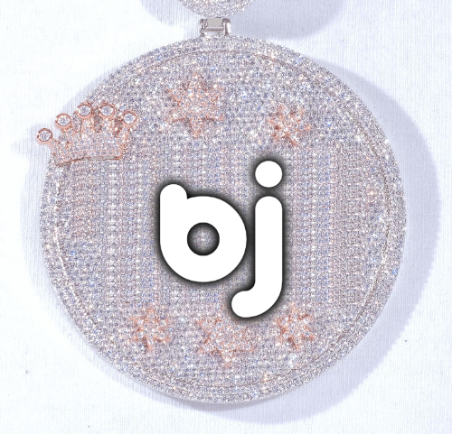 CUSTOM LETTER NECKLACE 3D BIG CROWN DISC
