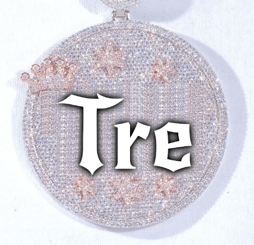 CUSTOM LETTER NECKLACE 3D BIG CROWN DISC