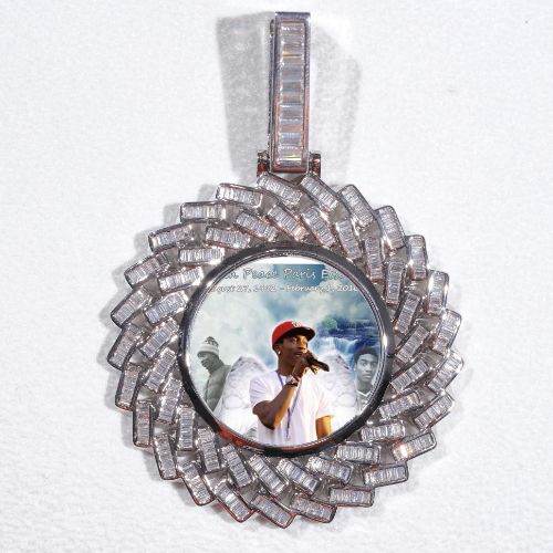 Large 3D Baguette Custom Picture Pendant