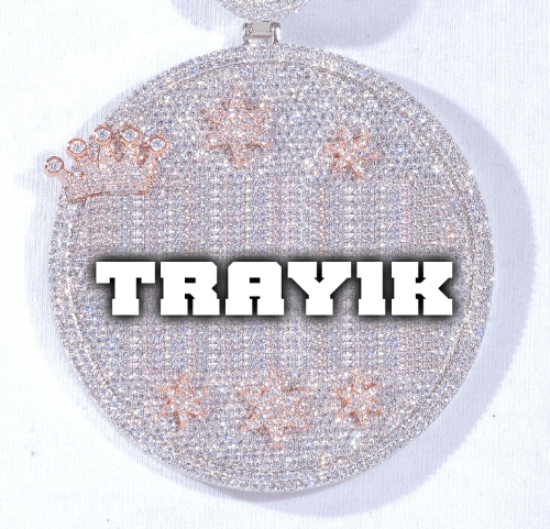 CUSTOM LETTER NECKLACE 3D BIG CROWN DISC