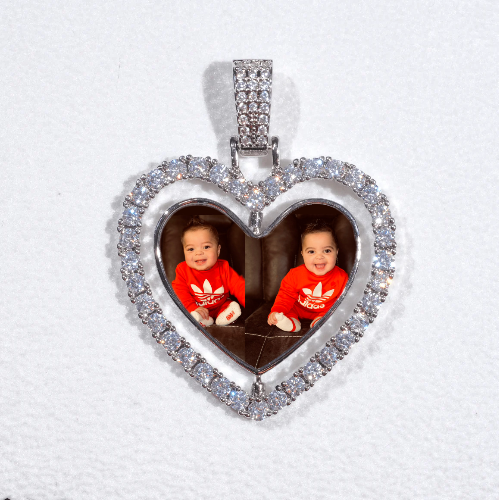 3D Spinning 2-Faced Heart Custom Picture Pendant