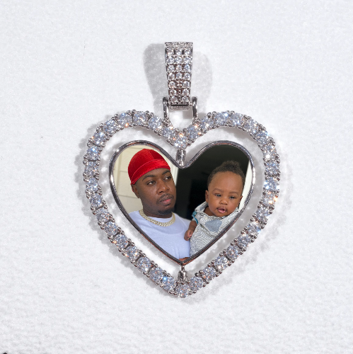 3D Spinning 2-Faced Heart Custom Picture Pendant