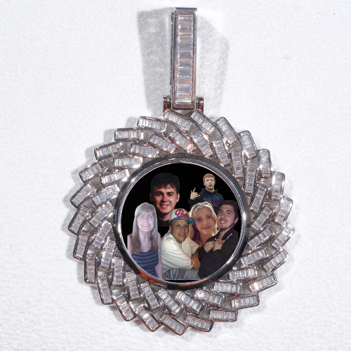 Large 3D Baguette Custom Picture Pendant