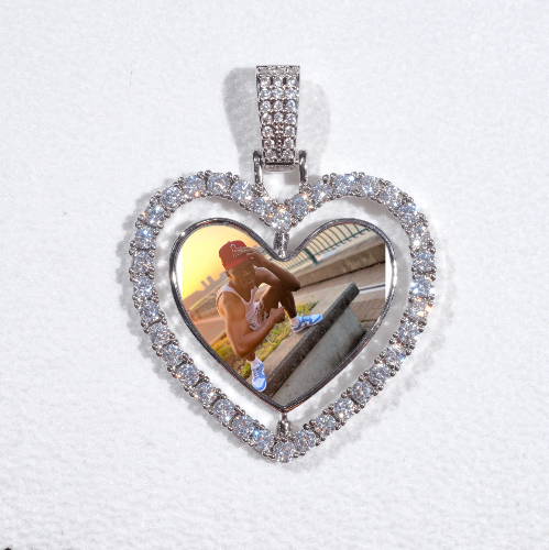3D Spinning 2-Faced Heart Custom Picture Pendant