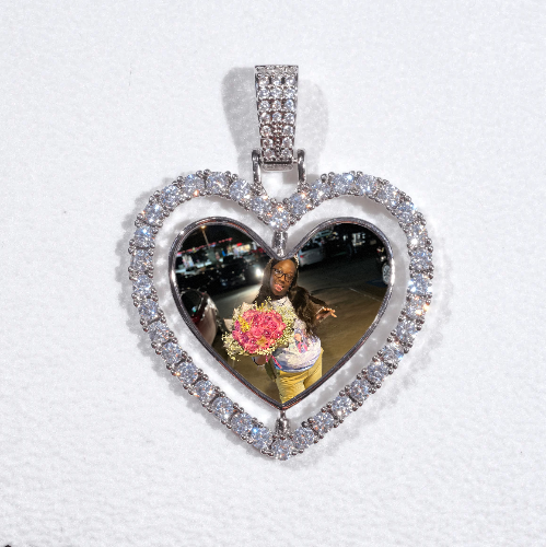 3D Spinning 2-Faced Heart Custom Picture Pendant