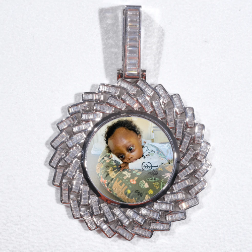 Large 3D Baguette Custom Picture Pendant
