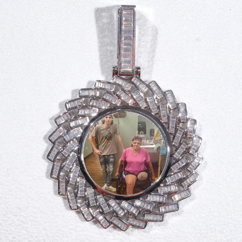 Large 3D Baguette Custom Picture Pendant