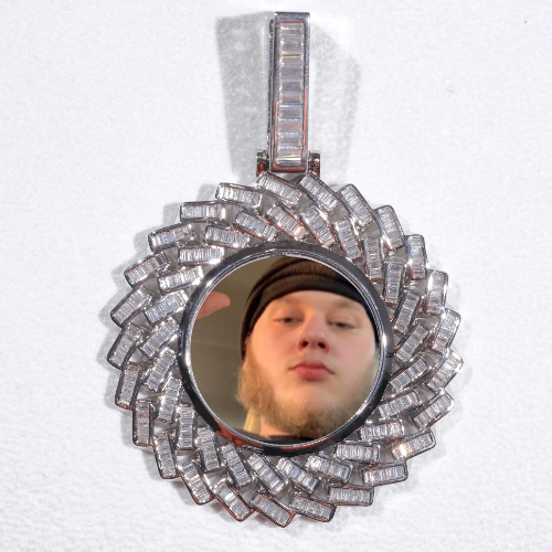 Large 3D Baguette Custom Picture Pendant