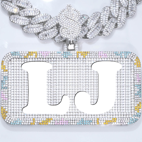 CUSTOM LETTER NECKLACE 3D COLORFUL SQUARE