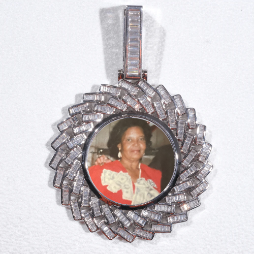 Large 3D Baguette Custom Picture Pendant