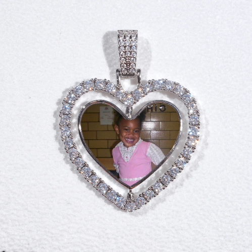 3D Spinning 2-Faced Heart Custom Picture Pendant