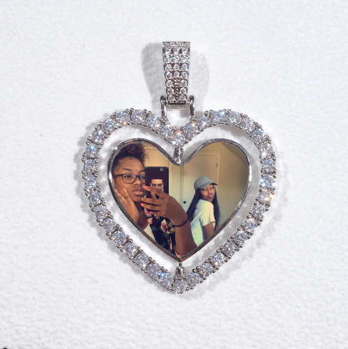 3D Spinning 2-Faced Heart Custom Picture Pendant