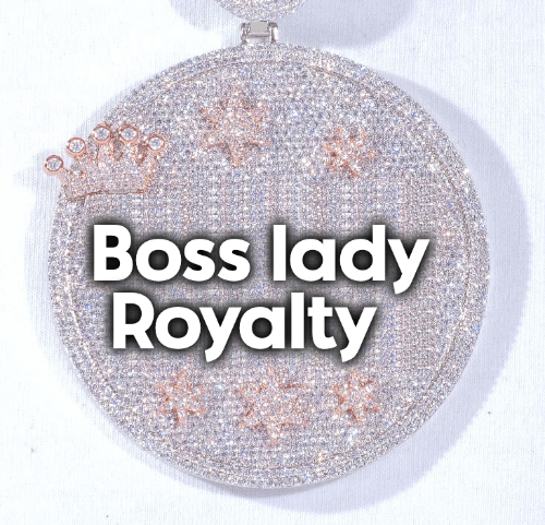 CUSTOM LETTER NECKLACE 3D BIG CROWN DISC