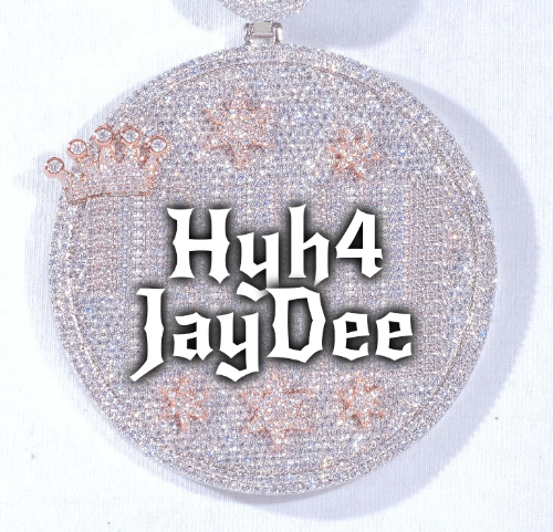 CUSTOM LETTER NECKLACE 3D BIG CROWN DISC