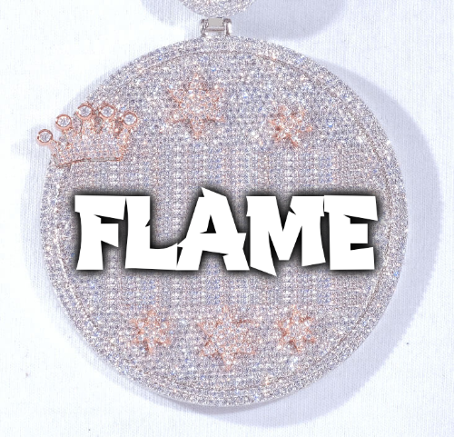 CUSTOM LETTER NECKLACE 3D BIG CROWN DISC
