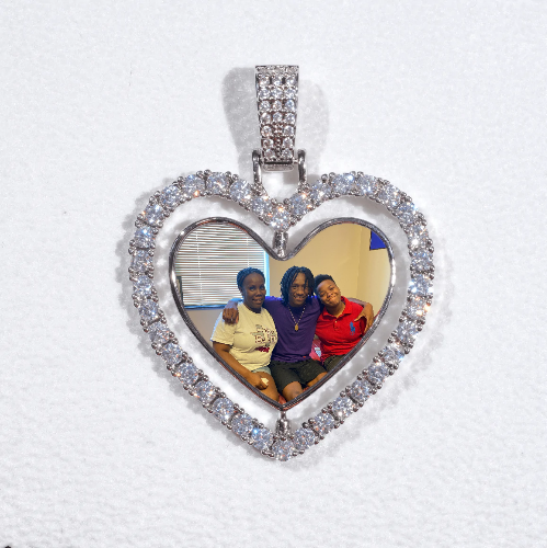 3D Spinning 2-Faced Heart Custom Picture Pendant