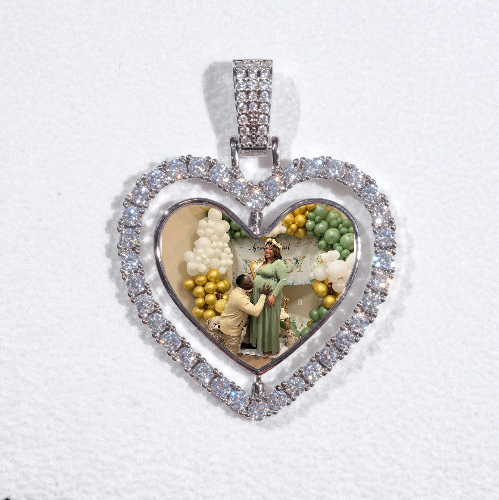 3D Spinning 2-Faced Heart Custom Picture Pendant