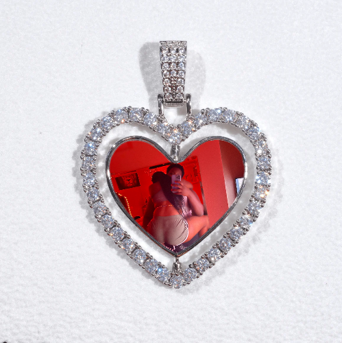 3D Spinning 2-Faced Heart Custom Picture Pendant