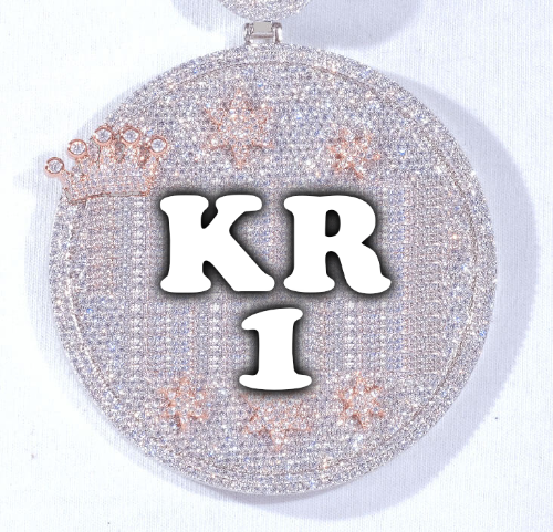 CUSTOM LETTER NECKLACE 3D BIG CROWN DISC