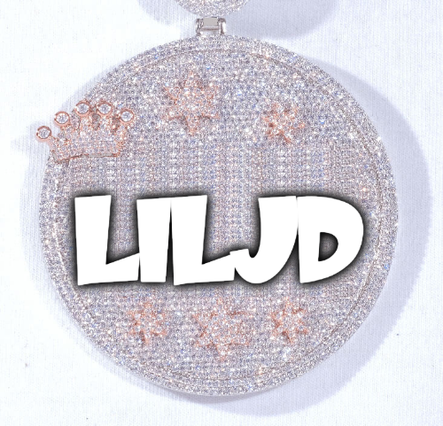 CUSTOM LETTER NECKLACE 3D BIG CROWN DISC
