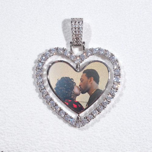 3D Spinning 2-Faced Heart Custom Picture Pendant