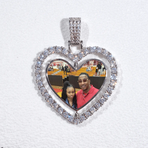 3D Spinning 2-Faced Heart Custom Picture Pendant