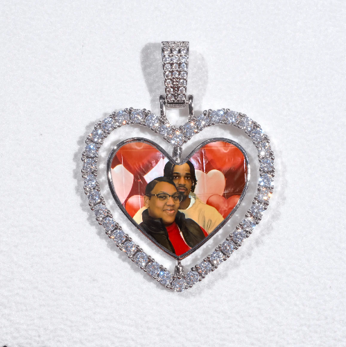3D Spinning 2-Faced Heart Custom Picture Pendant