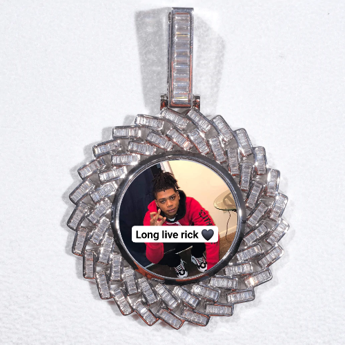 Large 3D Baguette Custom Picture Pendant