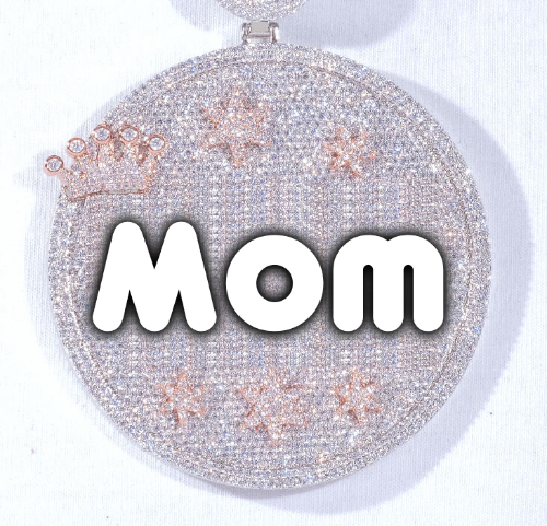 CUSTOM LETTER NECKLACE 3D BIG CROWN DISC