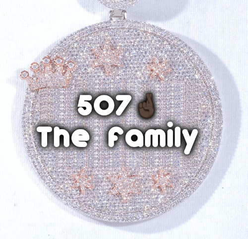 CUSTOM LETTER NECKLACE 3D BIG CROWN DISC