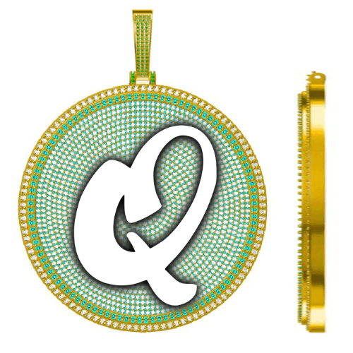 CUSTOM LETTER NECKLACE 3D BIG DISC