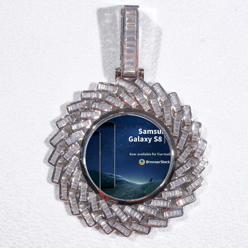 Large 3D Baguette Custom Picture Pendant